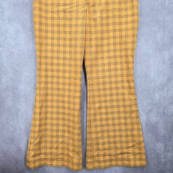 Wild Fable Yellow Plaid Straight Boho Flare Wide Leg Dress Bottom Pants Plus 16 - Picture 4 of 8